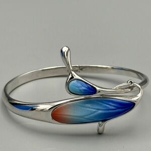 Franz Bangle Bracelet Pericline Butterfly Wing Ombre Blue Red Hinged